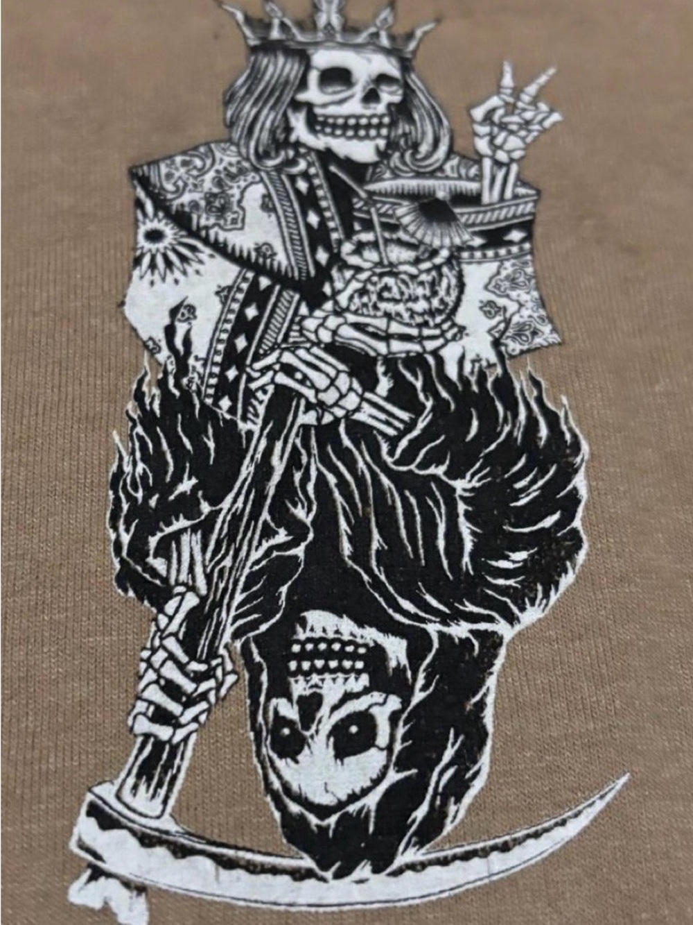Thirty Single Men’s XL King of Spades Skull Reaper Graphic Tee Double Sided